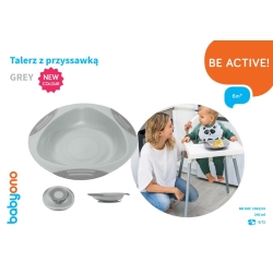 Talerzyk z przyssawką BabyOno 1062/03 szary o pojemności 240ml